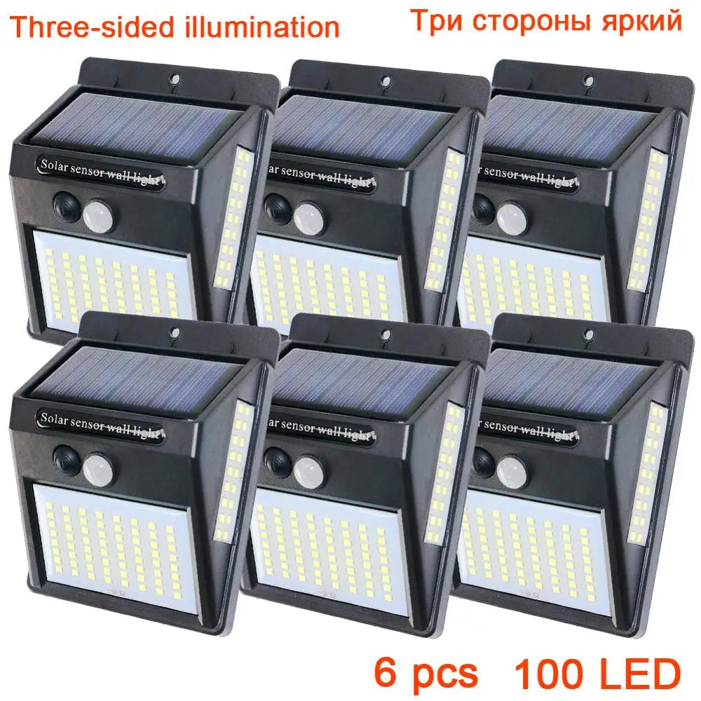 Solarna lampa ścienna 100 LED z czujnikiem ruchu PIR