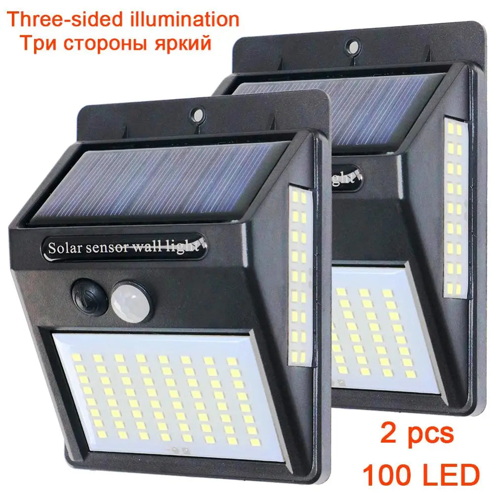Solarna lampa ścienna 100 LED z czujnikiem ruchu PIR