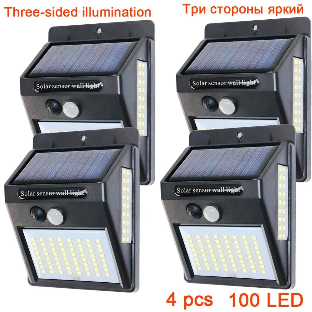 Solarna lampa ścienna 100 LED z czujnikiem ruchu PIR