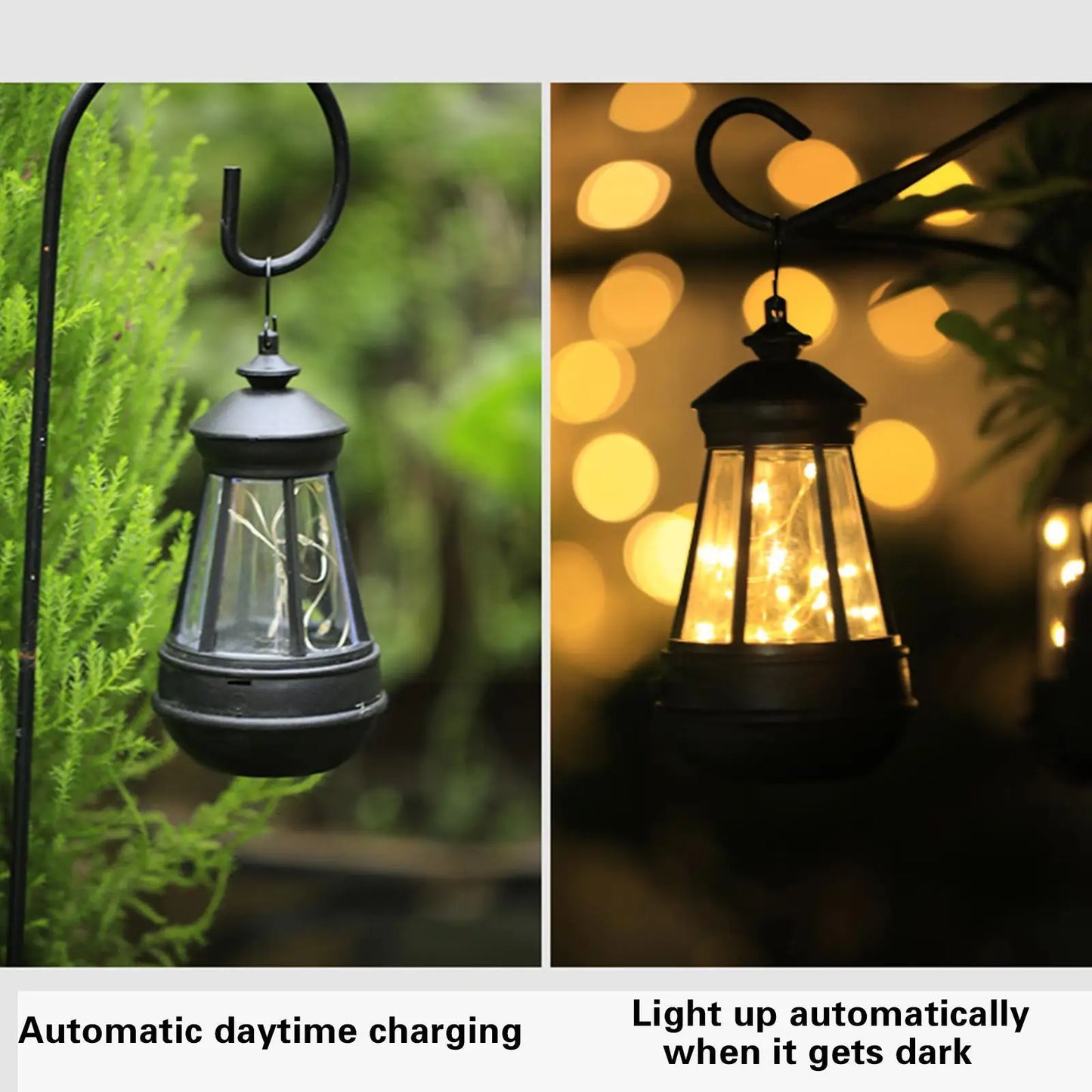 Retro solarna lampa naftowa LED, wisząca latarnia ogrodowa