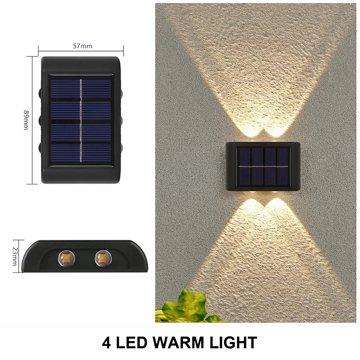 Wodoodporna solarna lampa ścienna, oświetlenie góra-dół do ogrodu