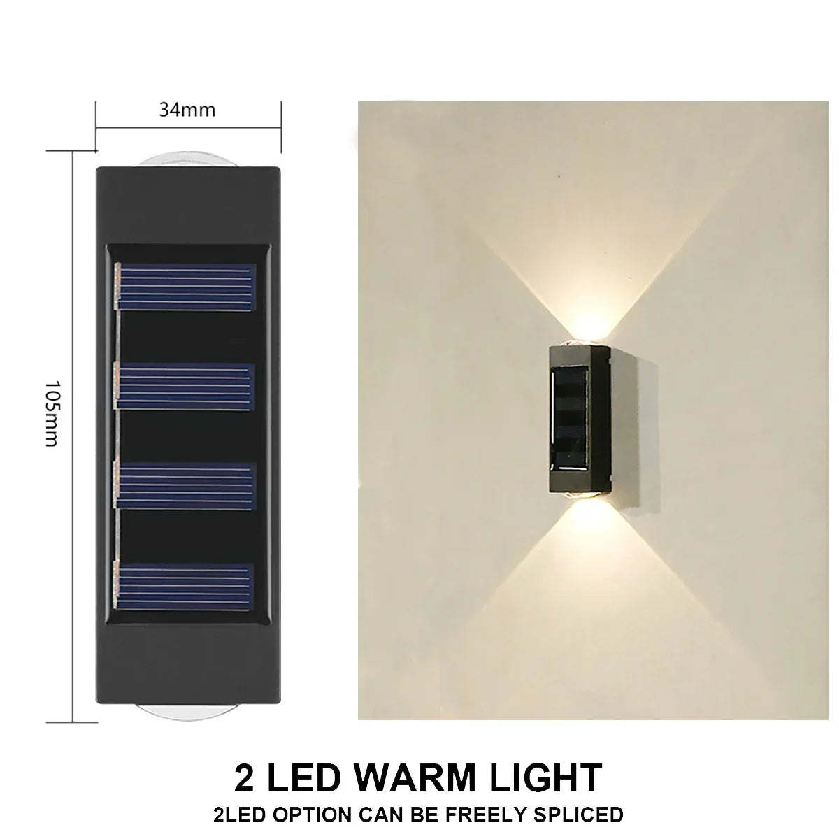 Wodoodporna solarna lampa ścienna, oświetlenie góra-dół do ogrodu