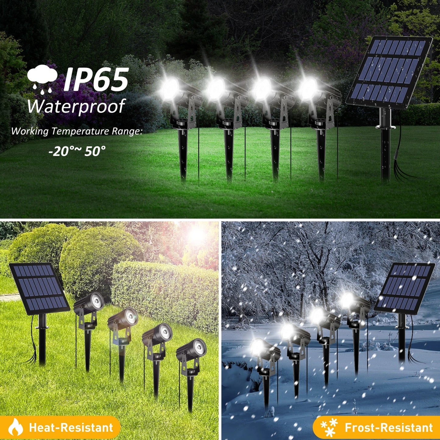 Solarna lampa LED 3000K/6000K/RGB, wodoodporna IP65, do ogrodu i na ścianę