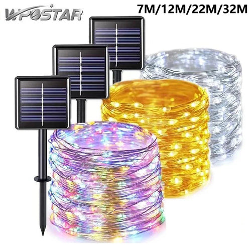 Solarne lampki LED na drucie miedzianym, 8 trybów, wodoodporne