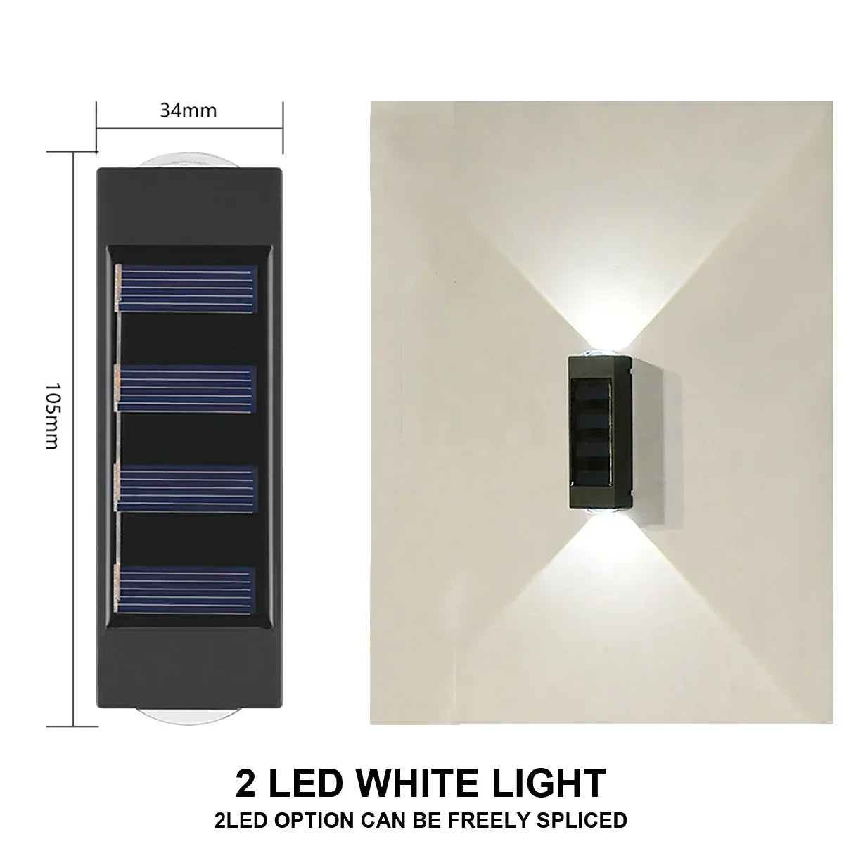 Wodoodporna solarna lampa ścienna, oświetlenie góra-dół do ogrodu