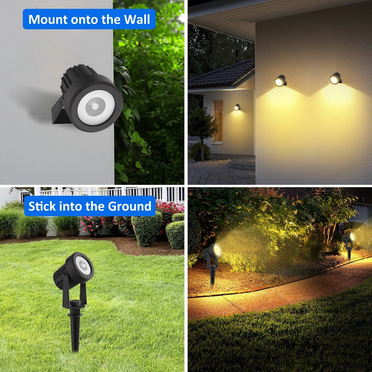 Solarna lampa LED 3000K/6000K/RGB, wodoodporna IP65, do ogrodu i na ścianę