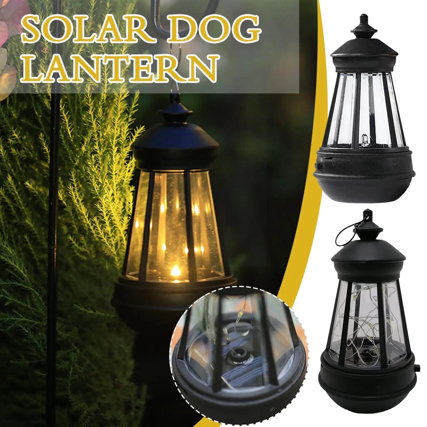 Retro solarna lampa naftowa LED, wisząca latarnia ogrodowa