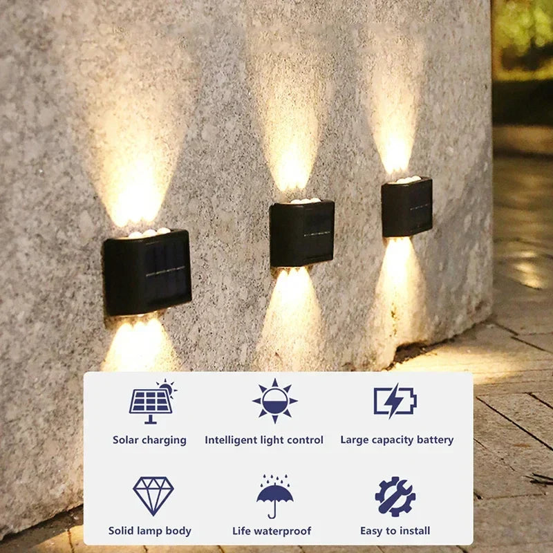 Wodoodporna solarna lampa ścienna, oświetlenie góra-dół do ogrodu
