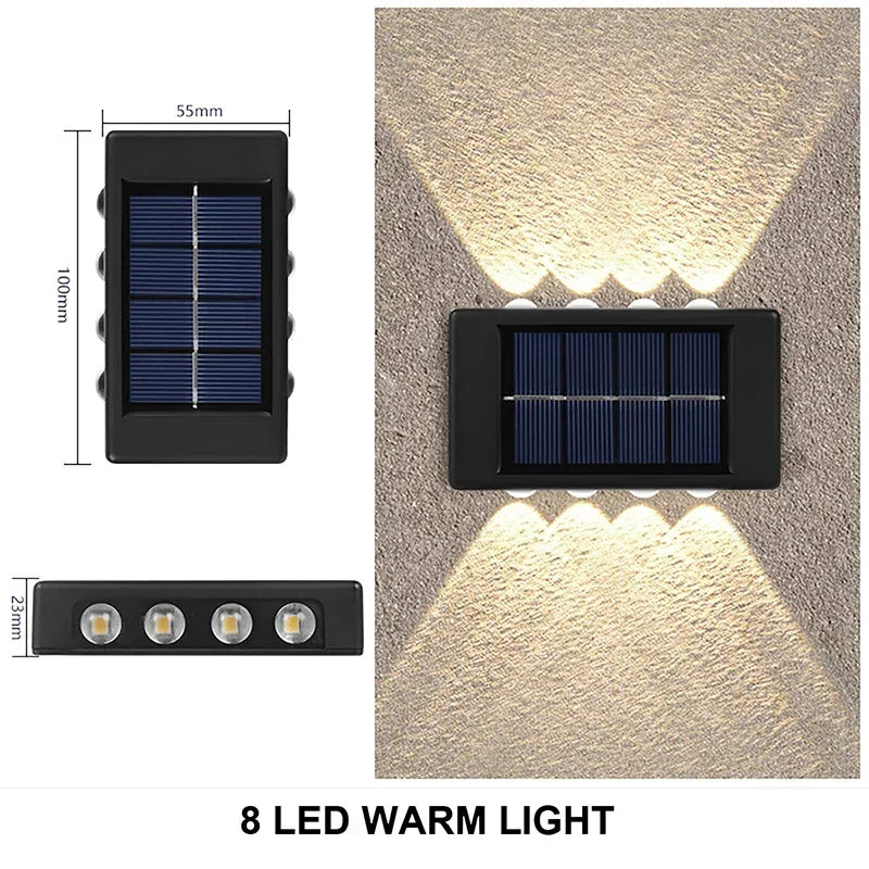 Wodoodporna solarna lampa ścienna, oświetlenie góra-dół do ogrodu