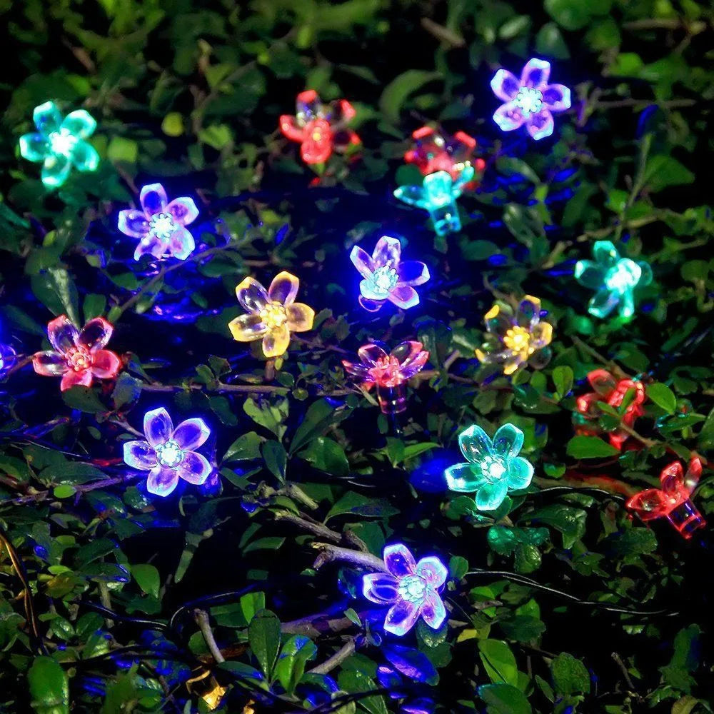 12M solarne lampki LED 100 diod, wodoodporne, 8 trybów, kwiaty wiśni