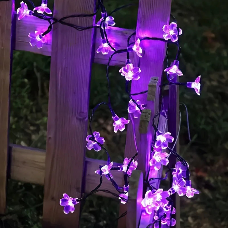 12M solarne lampki LED 100 diod, wodoodporne, 8 trybów, kwiaty wiśni
