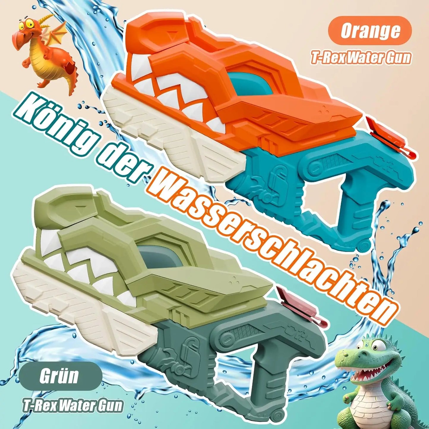 Zestaw 2 dinozaurowych pistoletów na wodę