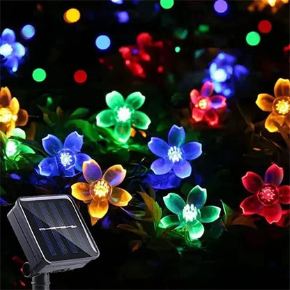 12M solarne lampki LED 100 diod, wodoodporne, 8 trybów, kwiaty wiśni