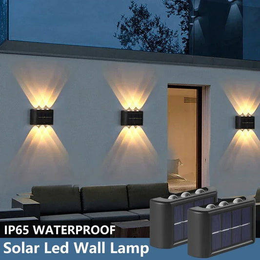 Wodoodporna solarna lampa ścienna, oświetlenie góra-dół do ogrodu