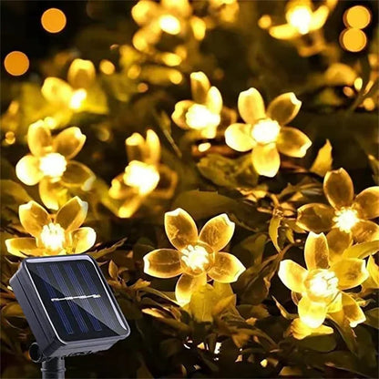 12M solarne lampki LED 100 diod, wodoodporne, 8 trybów, kwiaty wiśni