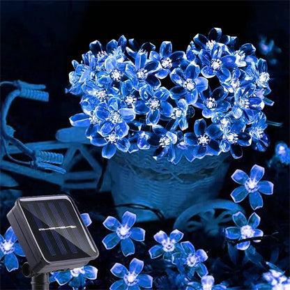 12M solarne lampki LED 100 diod, wodoodporne, 8 trybów, kwiaty wiśni